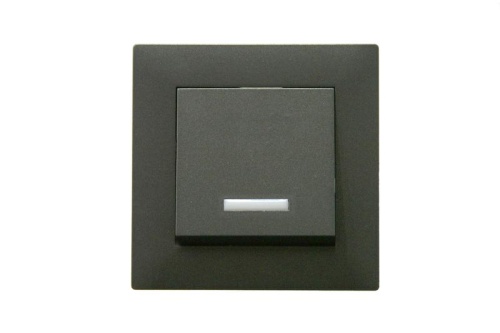 Выключатель 1-клав. с подсветкой Karea RIZZ STAR дым. металлик Makel 88050021