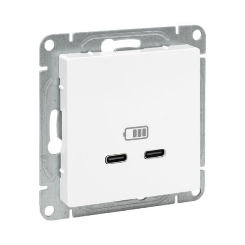 Эпика Механизм розетки USB-C - 2шт белый EKF | код UP1-SOW-2USBC | EKF