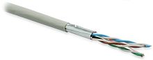 Кабель витая пара экранированная U/FTP категория 6 4 пары (26 AWG) многожильный (patch) каждая пара в фольге LSZH серый, Hyperline UFTP4-C6-P26-IN-LSZH-GY-100 (100 м) | код 243627 | Hyperline
