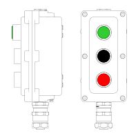 Взрывонепроницаемый пост управления из алюминия LCSD-03-B-MB-L1G(220)x1-P1B(11)x1-P1R(11)x1-PBMB-ANP15BMB / 1Ex d IIB T5 Gb / Ex tb | код LCSD21000121 | DKC