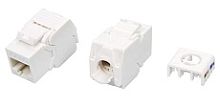 Hyperline KJ8-8P8C-C6-180-TLS-WH Вставка Keystone Jack RJ-45(8P8C), категория 6, тип 180 градусов, Toolless, белая | код 426190 | Hyperline