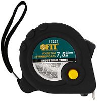 Рулетка прорезиненный корпус ''Универсал'' тройной стопор 7.5 м x 25 мм | код 17227 | FIT