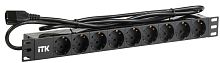 ITK PDU 9 розеток DIN49440 (нем. станд.) 1U, шнур 2м вилка IEC 320 C14, профиль из ПВХ, черный | код PH22-9D2-P | IEK