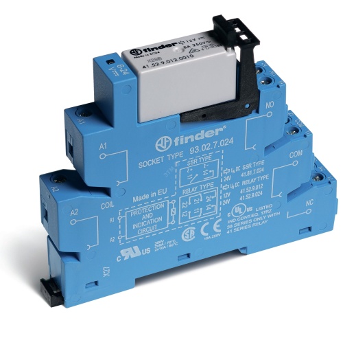 Модуль интерфейсный (сборка 41.52.9.110.0010 + 93.02.8.230), электромеханическое реле, 2CO 8A, контакты AgNi, питание 230-240В AC, категория защиты IP20, винтовые клеммы | код 38.52.8.230.0060 | FINDER Модуль интерфейсный (сборка 41.52.9.110.0010 + 93.02.8.230), электромеханическое реле, 2CO 8A, контакты AgNi, питание 230-240В AC, категория защиты IP20, винтовые клеммы | код 38.52.8.230.0060 | FINDER