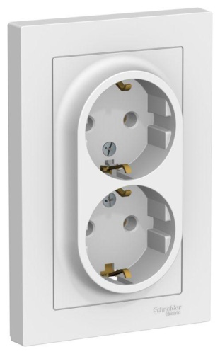 Розетка двойная AtlasDesign с заземл. 16А в сборе лотос | код ATN001324 | Systeme Electric