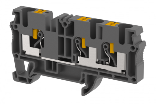 Клемма проходная PUSH-IN 6 мм2, на 3 подключения, черная PQ6-1X2-BLACK | код 3104050005 | Elmex