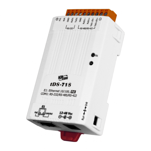 tDS-718 CR Tiny Device Server with PoE and 1 RS-232/422/485 Port (RoHS) | код 00-06057487 | ICP DAS