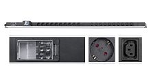 Cabeus PDU-16-10S-10C13-B-T Блок розеток для 19 шкафов, вертикальный, 10 розеток Schuko, 10 розеток IEC 320 C13, 16А, автомат защиты, алюминиевый корпус, клеммная колодка | код 9550c | Cabeus