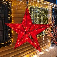 Фигура светодиодная Звезда 100 см, 200 светодиодов, с трубой и подвесом, свечение красное | код 514-274 | Neon-Night