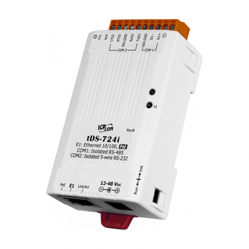 tDS-722i CR Tiny Device Server with PoE and 2 Isolated RS-232 Ports (RoHS) | код 00-06122070 | ICP DAS