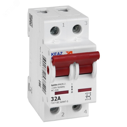 Выключатель нагрузки 2П 32А 400В OptiDin BM63PL-232-УХЛ3 (ВМ63PL) | код 328162 | КЭАЗ