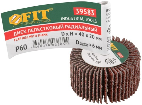 Диск лепестковый для дрели радиальный 40х20х6мм Р60 FIT 39583 фото 3