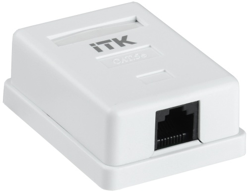 ITK Настенная информационная розетка RJ45 8P8C кат.5E UTP 1-порт белая | код CS2-1C5EU-12 | IEK