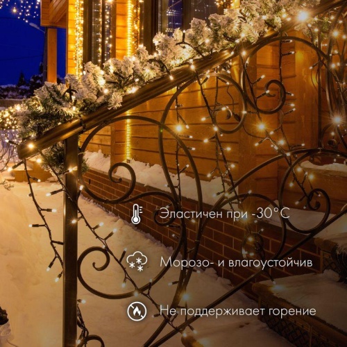 Гирлянда светодиодная "Нить" 10м 100LED красн. 10Вт 230В IP65 постоян. свечение провод ПВХ прозр. (нужен шнур питания 303-500-1) Neon-Night 305-182 фото 2