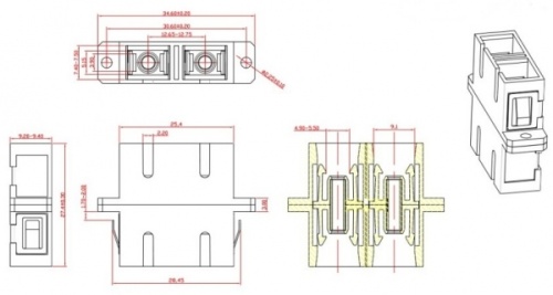 Адаптер оптический проходной SC-SC MM duplex корпус пластиковый бежевый черные колпачки, Hyperline FA-P11Z-DSC/DSC-N/BK-BG | код 242823 | Hyperline