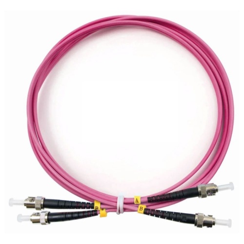 Патч-корд оптический LANMASTER, дуплексный, ST/PC-ST/PC, OM4, LSZH, 1.5 м | код LAN-2ST-2ST/OM4-1.5 | LANMASTER