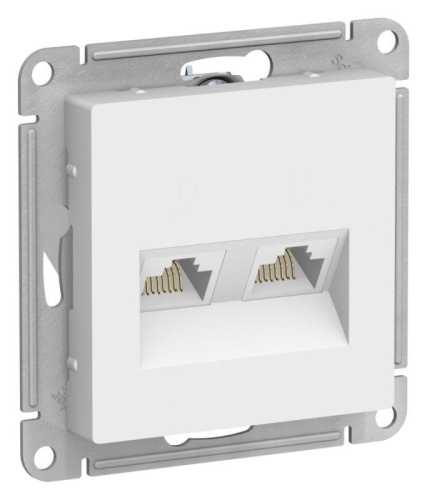 Розетка компьютерная 2-м AtlasDesign RJ45+RJ45 кат.5E механизм лотос | код ATN001385 | Systeme Electric