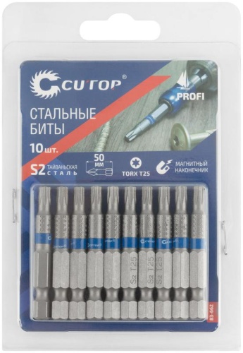 Биты стальные, 10 шт., Profi, TORX T25, 50 мм | код 83-662 | FIT фото 3 Биты стальные, 10 шт., Profi, TORX T25, 50 мм | код 83-662 | FIT фото 3