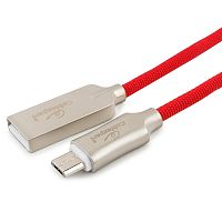 Кабель USB 2.0 Cablexpert CC-P-mUSB02R-1.8M, AM/microB, серия Platinum, длина 1.8м, красный, нейлоновая оплетка, блистер | код CC-P-mUSB02R-1.8M | Cablexpert