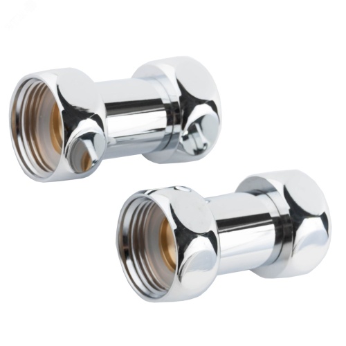 Комплект соединений для полотенцесушителя прямой гайка/гайка 1'х3/4' хром | код 4627201606990 | ДВИН