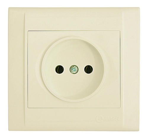 Defne Розетка без заземления (керамика) бежевая | код 42010002 | Makel