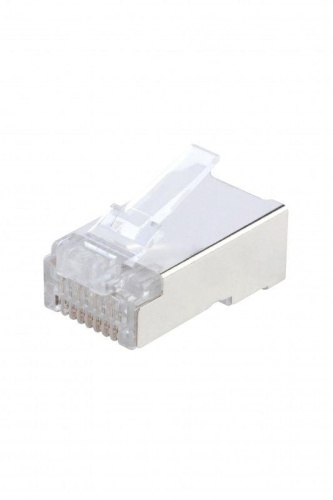 Разъем PLUG-8P8C-U-C6-SH-100 (8P8C) под витую пару кат. 6 (50/50микродюйм) экранир. универс. (для ож и мж кабеля) (уп.100шт) | код 49358 | Hyperline