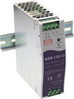 Источник питания AC-DC, 120Вт, вход 180…550V AC, 47…63Гц /254…780V DC, выход 12В/0…10A, рег. вых=12…15В, изоляция 3000В AC, в кожухе на DIN-рейку 40х125.2х113,5мм, -25…+70С | код WDR-120-12 | MeanWell
