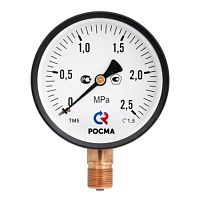 Манометр TM-310P Dy 63 с нижн. подкл., 1/4", 0-10 бар (кл. точн. 2,5) | код. TM-310P.0210 | VALTEC