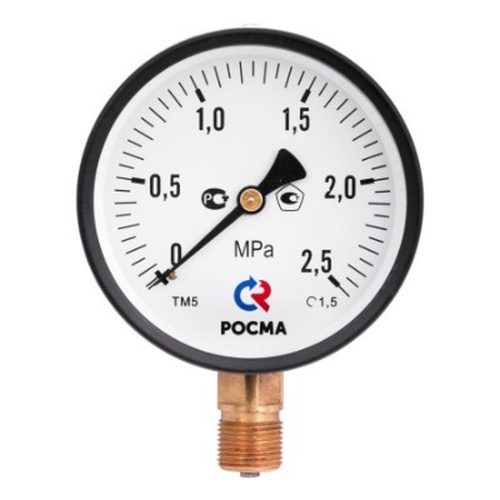 Манометр TM-310P Dy 63 с нижн. подкл., 1/4", 0-10 бар (кл. точн. 2,5) | код. TM-310P.0210 | VALTEC