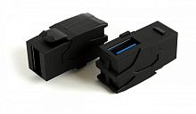 Вставка формата Keystone Jack с проходным адаптером USB 3 (Type A) 90 градусов ROHS черная, Hyperline KJ1-USB-VA3-BK | код 251219 | Hyperline