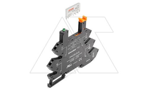 Реле с колодкой тонкое, 1CO, 60VDC, вх 230VAC/DC, винт | код RNC1CO060+SNC05-E-D| Shenler