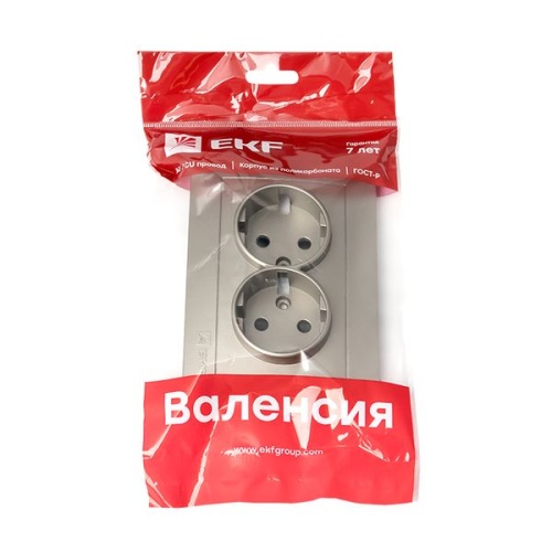 Валенсия лицевая панель розетки 2-местной с/з 16А кашемир с защ, штор, PROxima | код ESR16-L-128-40 | EKF фото 3