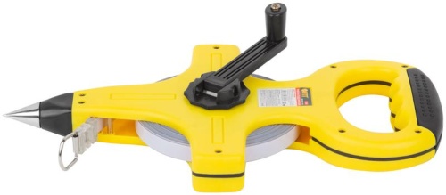 Рулетка геодезическая, стальная лента, желтый открытый пластиковый корпус, прорезиненная ручка 50 м | код 17803 | FIT фото 5