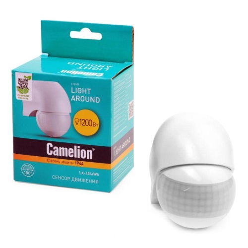 Сенсор включения освещения 180град. LX-454/Wl настенный бел. Camelion 10979 фото 3