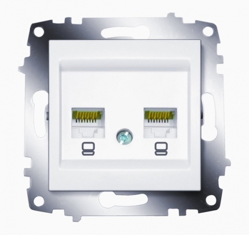 Cosmo бел. розетка комп. 2-ая (RJ45 cat 6 + RJ45 cat 6) | код 619-010200-248 | ABB