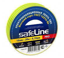 Изолента ПВХ желто-зеленая 15мм 20м Safeline | код 12122 | SafeLine
