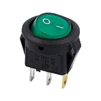 Выключатель клавишный круглый 250V 3А (3с) ON-OFF зеленый с подсветкой Micro REXANT | код 36-2533 | REXANT