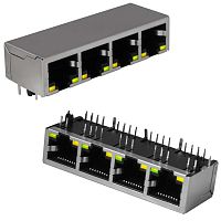 Блок сетевых розеток RJ 10P8C FTP RUICHI c LED индекацией, 4 гнезда | код 114428 | Ruichi