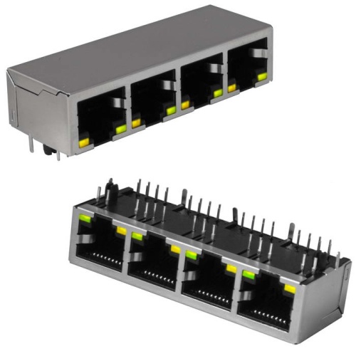 Блок сетевых розеток RJ 10P8C FTP RUICHI c LED индекацией, 4 гнезда | код 114428 | Ruichi