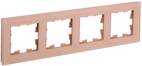 BRITE Рамка 4-мест. РУ-4-2-БрП стекло персиковый матовый IEK | код BR-M42-G-31-K96 | IEK