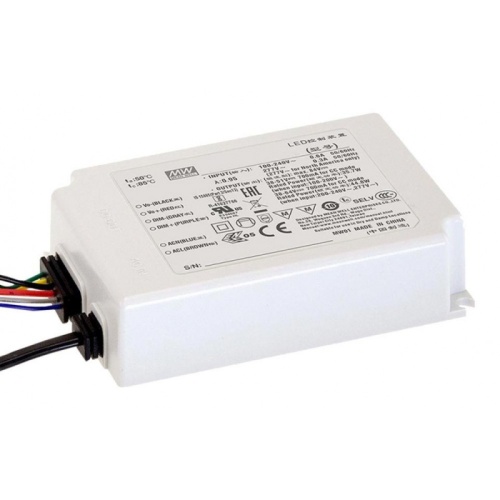 Источник питания AC-DC, 45.2Вт, вход 90…295В AC, 47…63Гц/125…417В DC, ККМ, выход 26…43В/1050мА, изоляция 3750В AC, в кожухе 120х75х25, -20…+80С (корпус), DALI димминг | код ODLC-45-1050DA | MeanWell