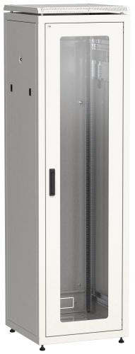 ITK Шкаф сетевой напольный 19" LINEA N 42U 600х800мм стеклянная передняя дверь серый | код LN35-42U68-G | IEK