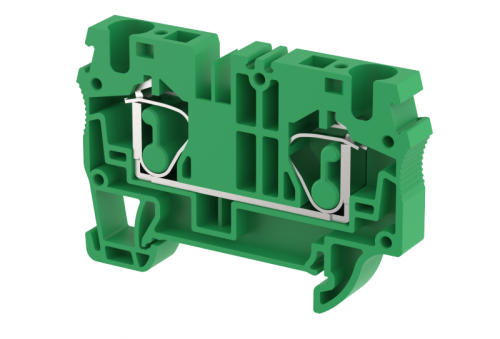 Клемма проходная пружинная 6 мм2, на 2 подключения, зеленая SQ6-GREEN | код 2104010003 | Elmex