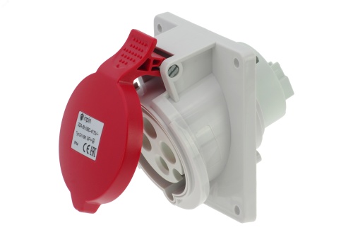 Розетка встраиваемая наклонная 32A/400V/3P+E/IP44, фланец 92x100 | код CA1496 | INPIN