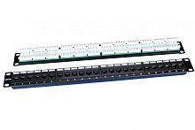 Патч-панель 19дюйм 1U RJ45 кат.5e 24 порта PP3-19-24-8P8C-C5E-110D черн. | код 246095 | Hyperline
