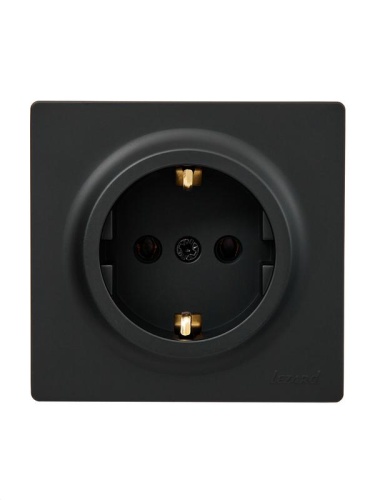 Розетка 1-мест. с заземл. LETO ПБТ черн. бархат LEZARD 752-4200-122B Розетка 1-мест. с заземл. LETO ПБТ черн. бархат LEZARD 752-4200-122B