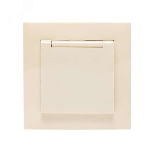 Валенсия розетка 1-местная с/з 16А кремова с крышкой и защ, штор, | код EWV10-124-20 | EKF