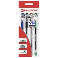 Ручки шариковые масляные BRAUBERG, НАБОР 4 шт., АССОРТИ, Max-Oil, узел 0,7 мм, линия письма 0,35 мм, 142146 | код 142146 | BRAUBERG