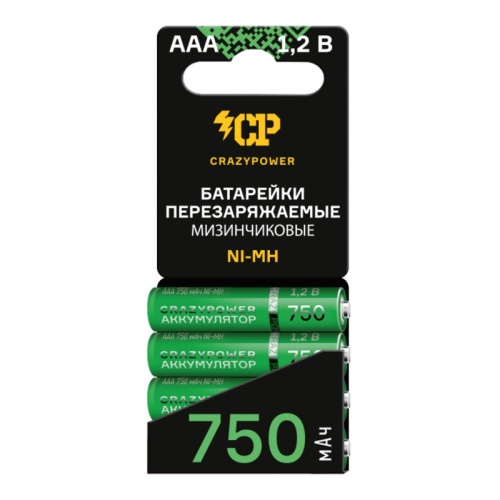ААА CRAZYpower Аккумулятор 750мАч (4 шт. Мини-блист.) | код .5046511 | Jazzway
