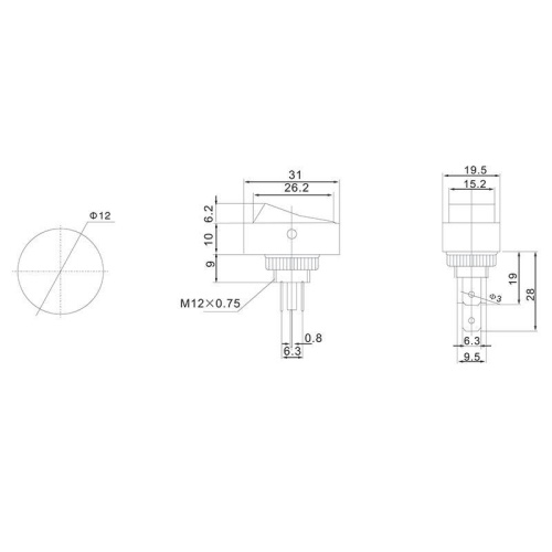 Выключатель клавишный 12В 30А (3с) ON-OFF черн. ОВАЛ с красн. подсветкой (RWB-523 ASW-20D-2) Rexant 36-2715